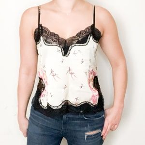 Re:Named Lace Trim Floral Birds Cami